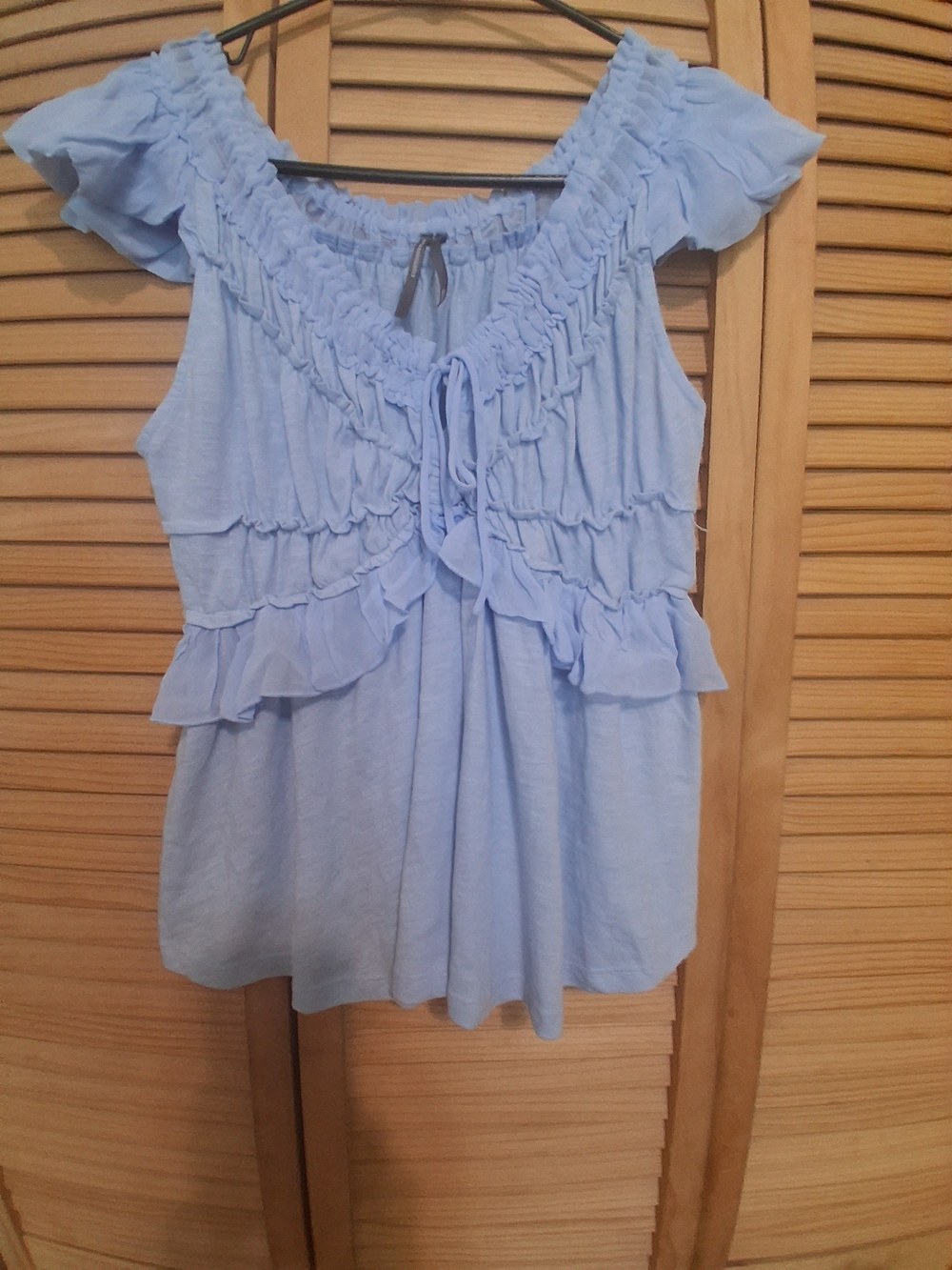 Anthropologie Light Blue Ruffle Tie-Front Camisole
